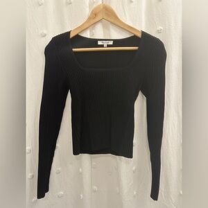 Madewell Black Ribbed Long Sleeve Tee - Square Neck